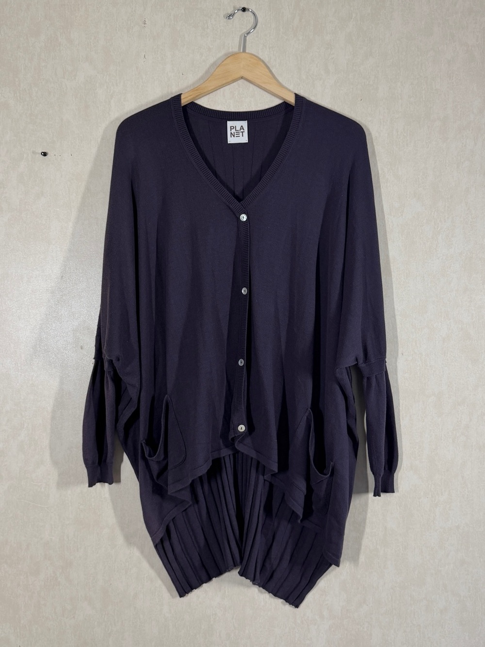 PLANET Women’s Modal Pima Cotton Oversized Sweater Lagenlook in Purple One Size